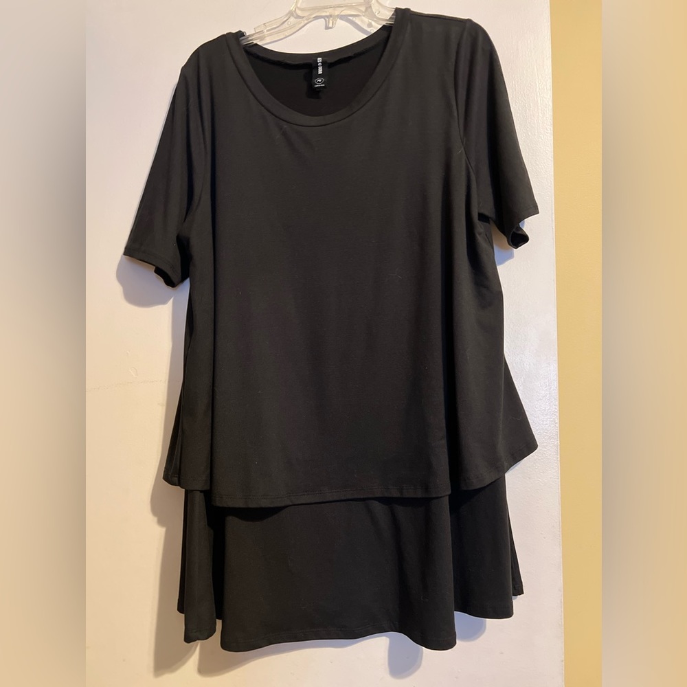 Agnes & Dora black double layer tunic top dress XL